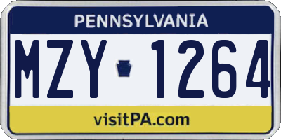 PA license plate MZY1264