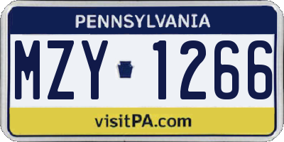 PA license plate MZY1266