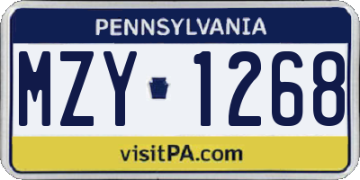 PA license plate MZY1268