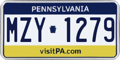 PA license plate MZY1279
