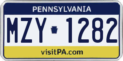 PA license plate MZY1282