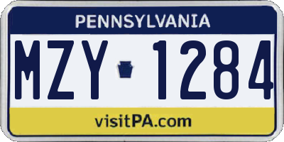 PA license plate MZY1284