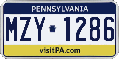 PA license plate MZY1286