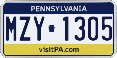 PA license plate MZY1305