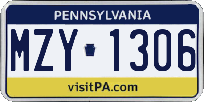 PA license plate MZY1306