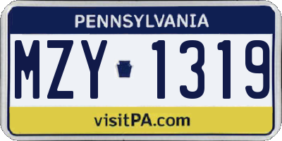 PA license plate MZY1319