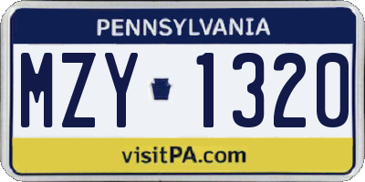 PA license plate MZY1320