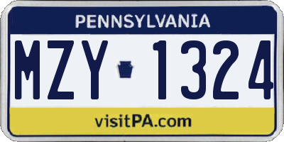 PA license plate MZY1324