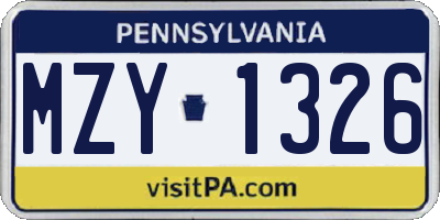 PA license plate MZY1326