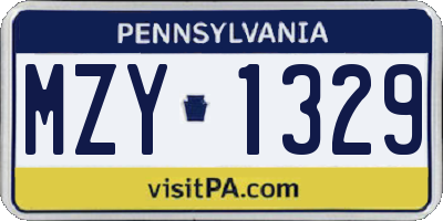PA license plate MZY1329