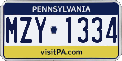 PA license plate MZY1334