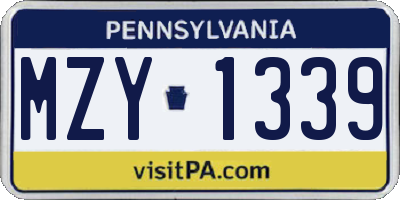 PA license plate MZY1339
