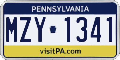 PA license plate MZY1341
