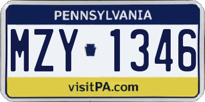PA license plate MZY1346