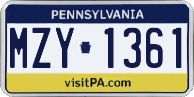 PA license plate MZY1361