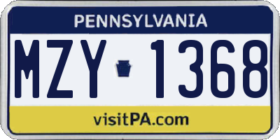 PA license plate MZY1368