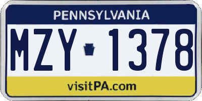 PA license plate MZY1378