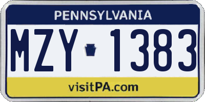 PA license plate MZY1383