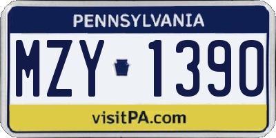 PA license plate MZY1390