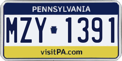 PA license plate MZY1391