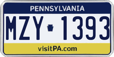 PA license plate MZY1393