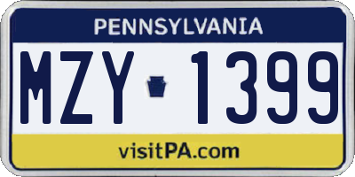 PA license plate MZY1399