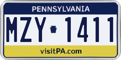 PA license plate MZY1411