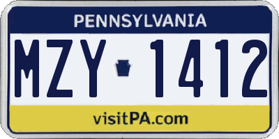 PA license plate MZY1412