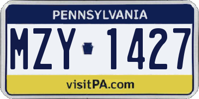 PA license plate MZY1427