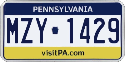 PA license plate MZY1429
