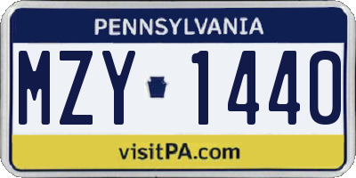 PA license plate MZY1440