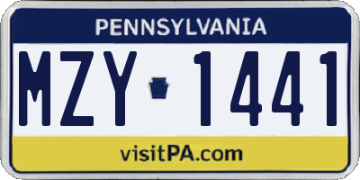 PA license plate MZY1441