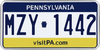 PA license plate MZY1442