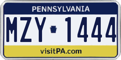 PA license plate MZY1444