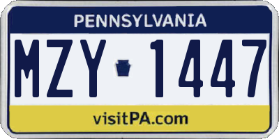 PA license plate MZY1447
