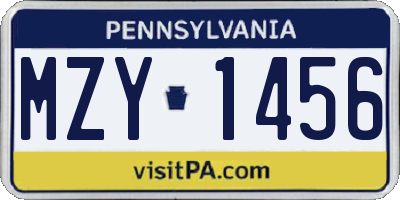 PA license plate MZY1456