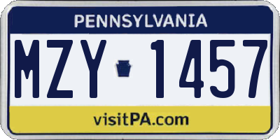 PA license plate MZY1457