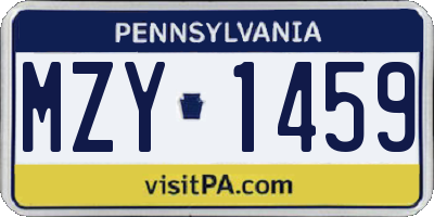 PA license plate MZY1459