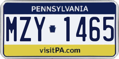 PA license plate MZY1465