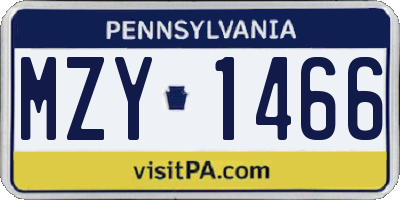 PA license plate MZY1466