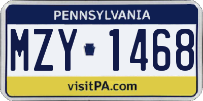 PA license plate MZY1468
