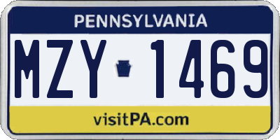 PA license plate MZY1469