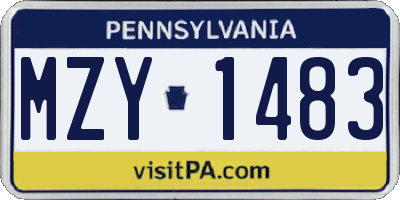 PA license plate MZY1483