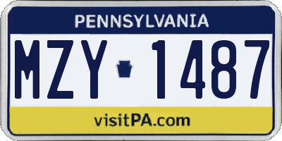 PA license plate MZY1487