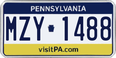 PA license plate MZY1488