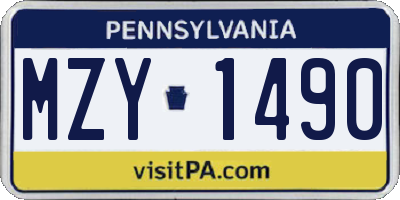 PA license plate MZY1490