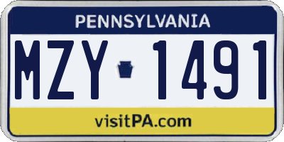 PA license plate MZY1491