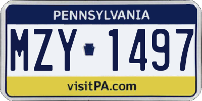 PA license plate MZY1497