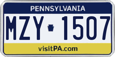 PA license plate MZY1507