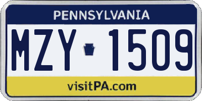 PA license plate MZY1509
